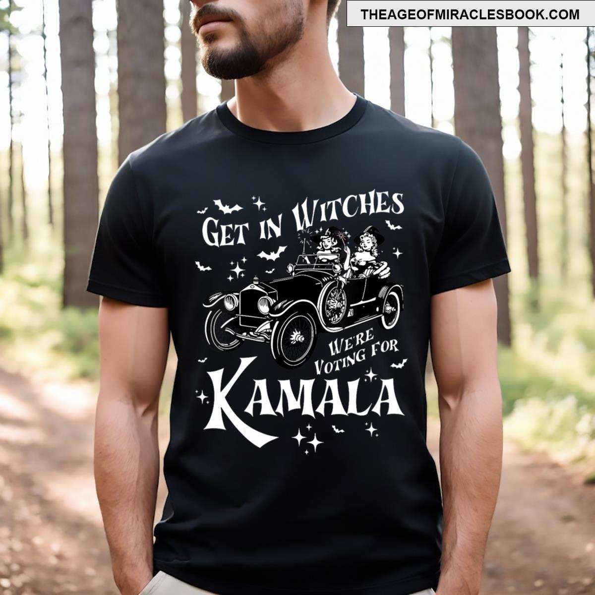 Womens Retro Get In Witches Were Voting For Kamala 2024 V Neck T-shirt
