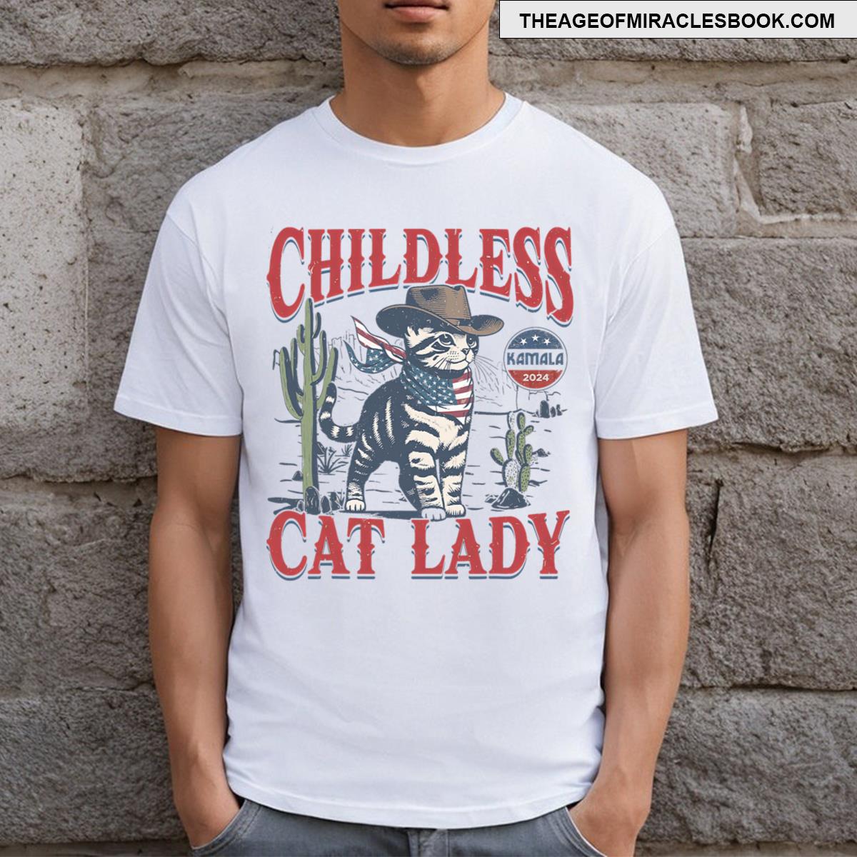 Childless Cat Lady For Kamala Cat Cowboy T-shirt