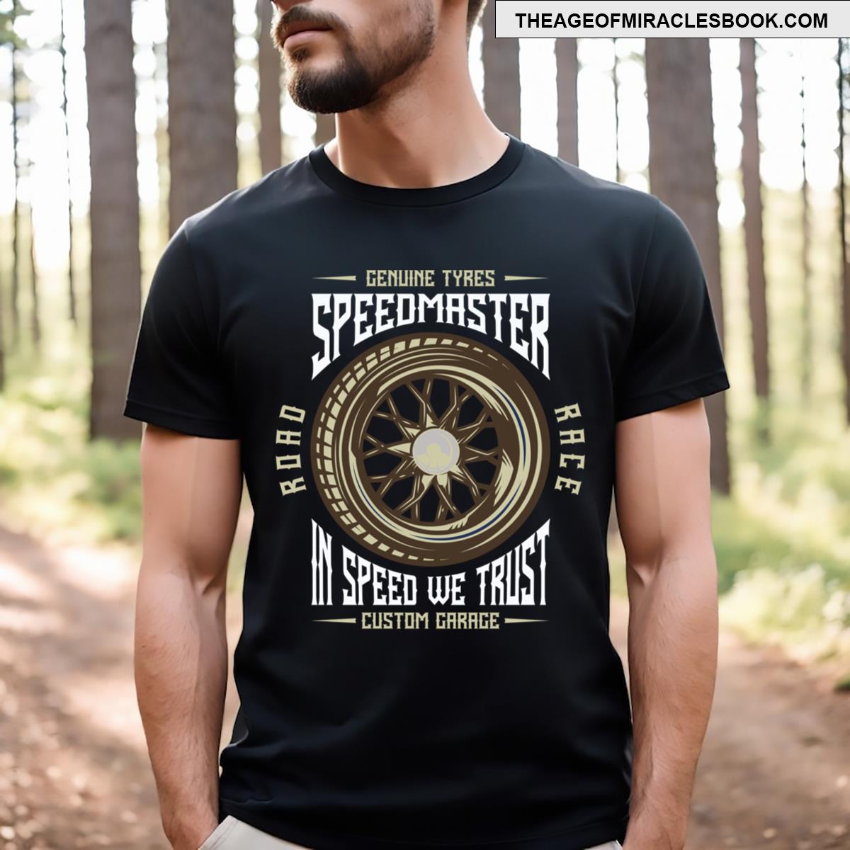 In Speed We Trust Custom Motorcycle Garage T-shirt