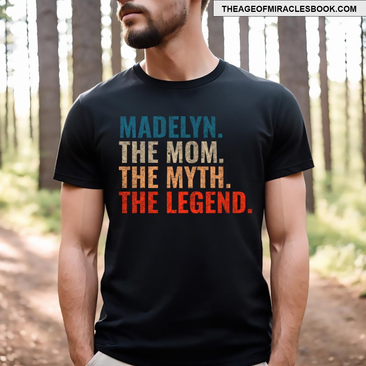 Madelyn The Mom The Myth The Legend Madelyn Name Retro 70s Distress T-shirt