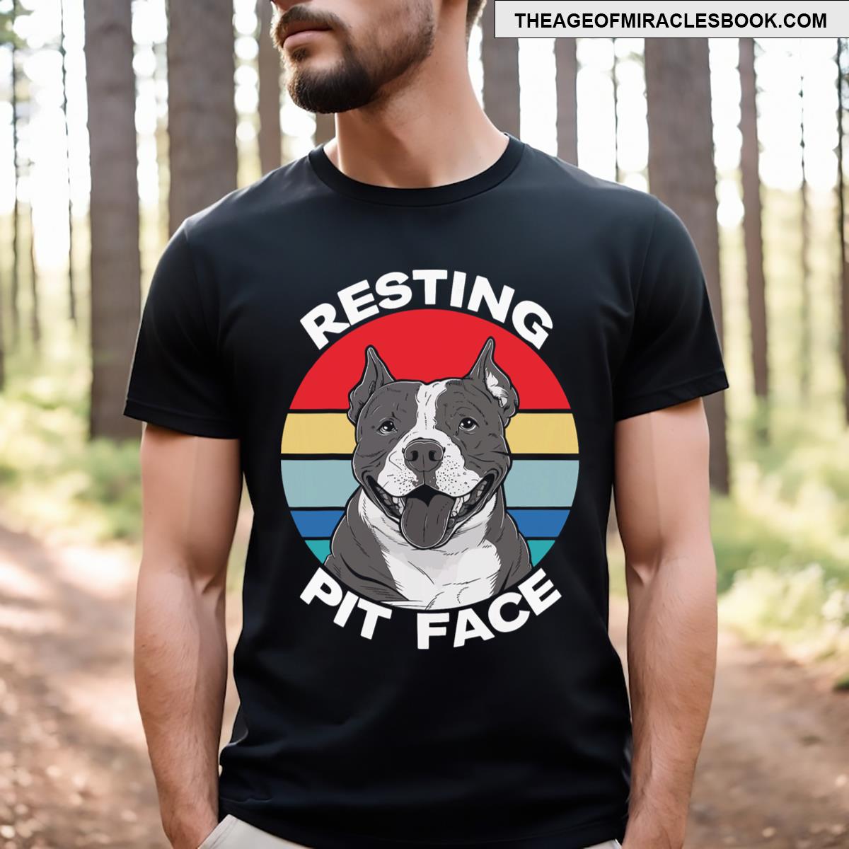 Resting Pit Face Funny Pitbull Lover Pitties Dog Retro T-shirt