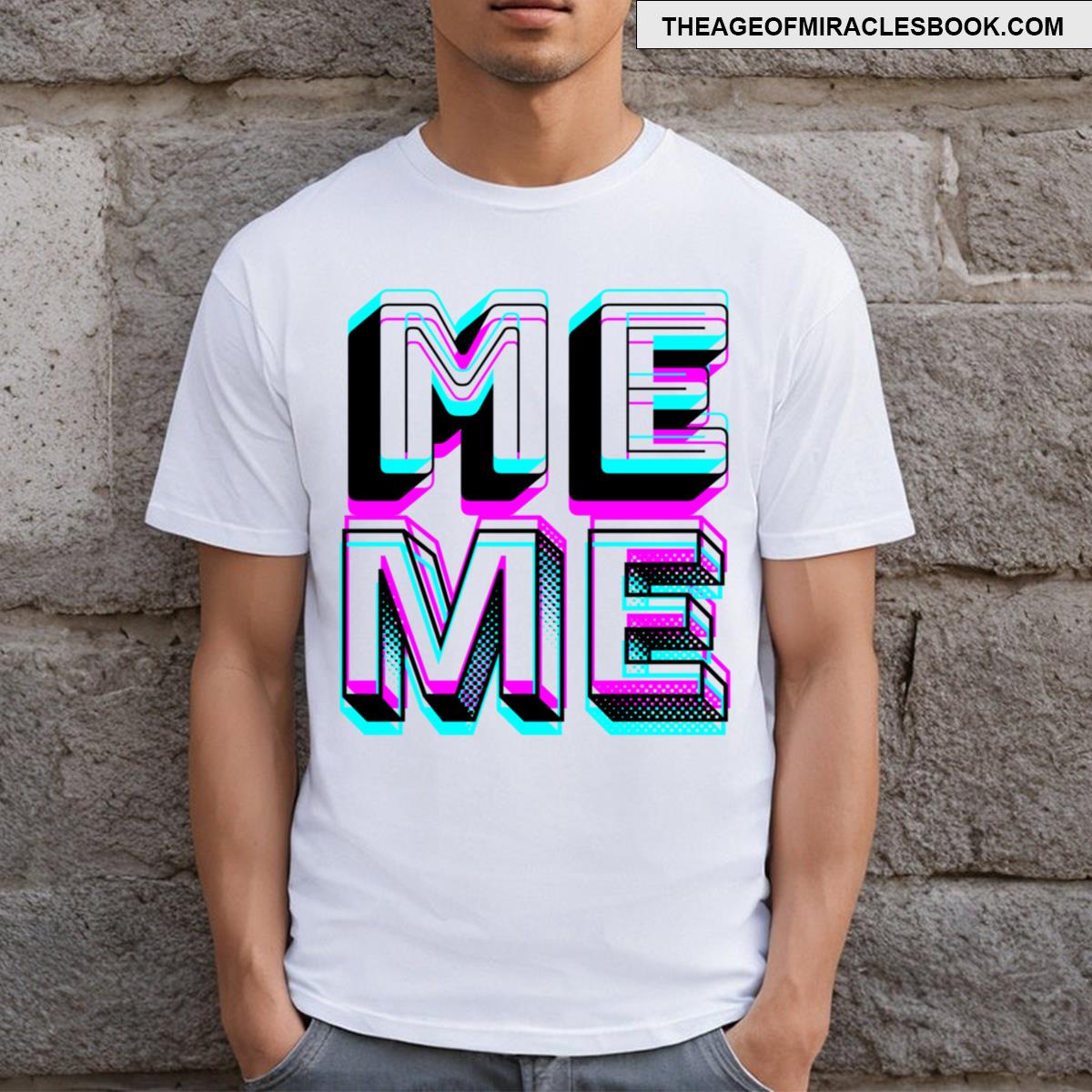 Meme Retro Distorted Text Logo Design T-shirt