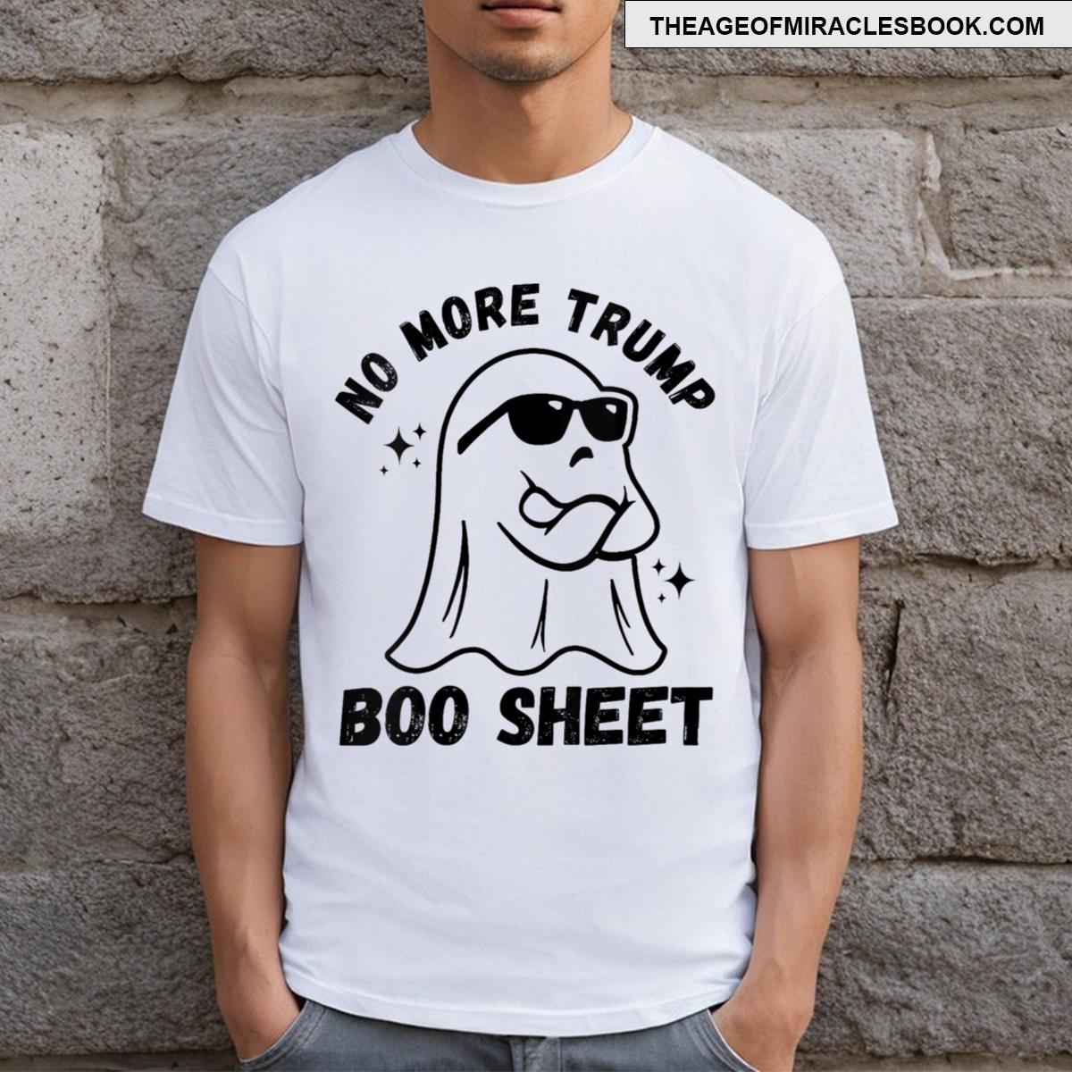 Womens No More Trump Boo Sheet Halloween Ghost Vote Election 2024 V Neck T-shirt