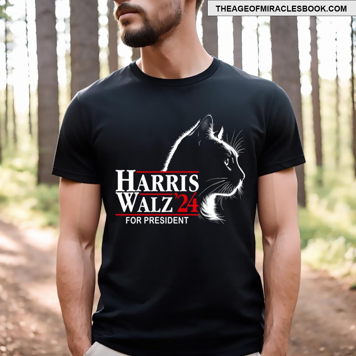 Ladies Cat Harris Walz 24 For President Election Harris Walz T-shirt