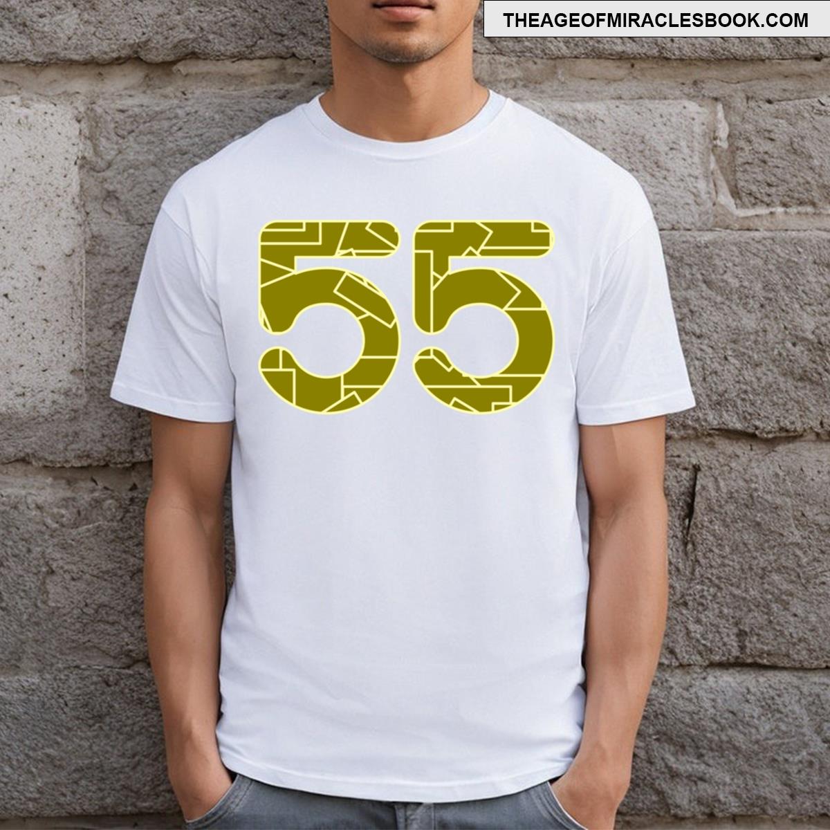 The Number Fifty Five 55 In Dark Yellow T-shirt