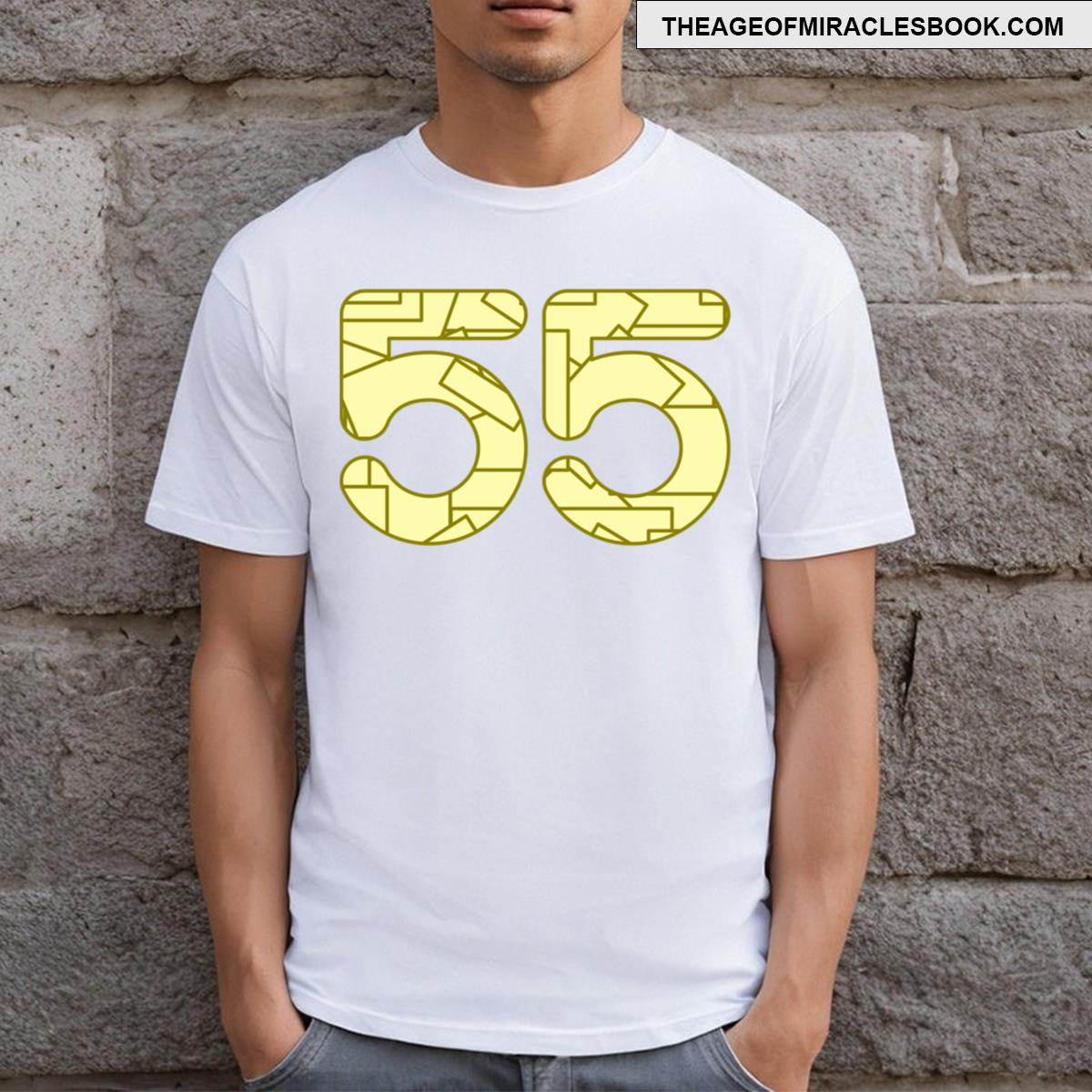The Number Fifty Five 55 In Light Yellow T-shirt