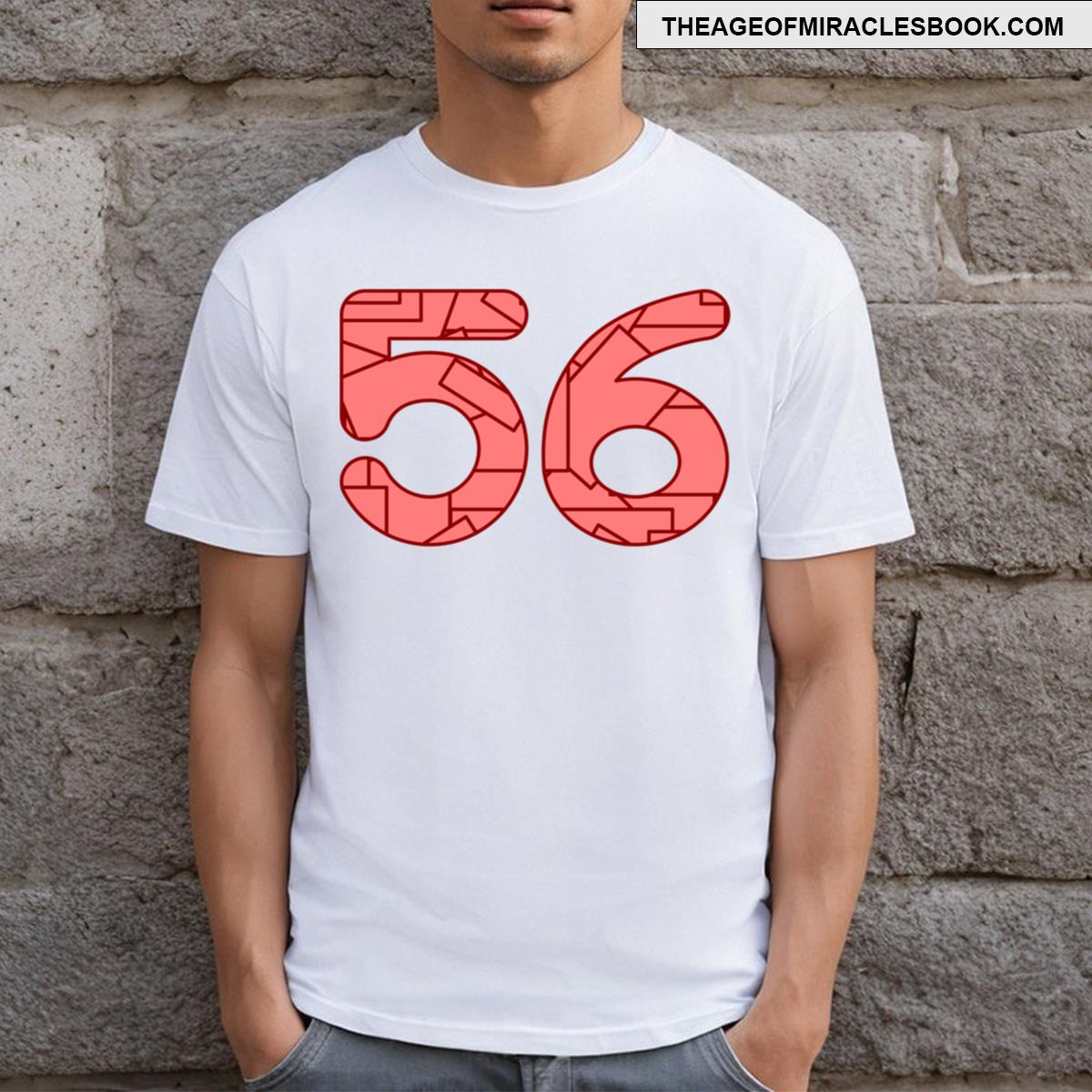 The Number Fifty Six 56 In Light Red T-shirt