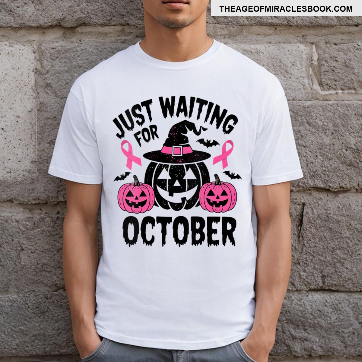 Womens October Halloween Pink Pumpkins Breast Cancer Awareness V Neck T-shirt