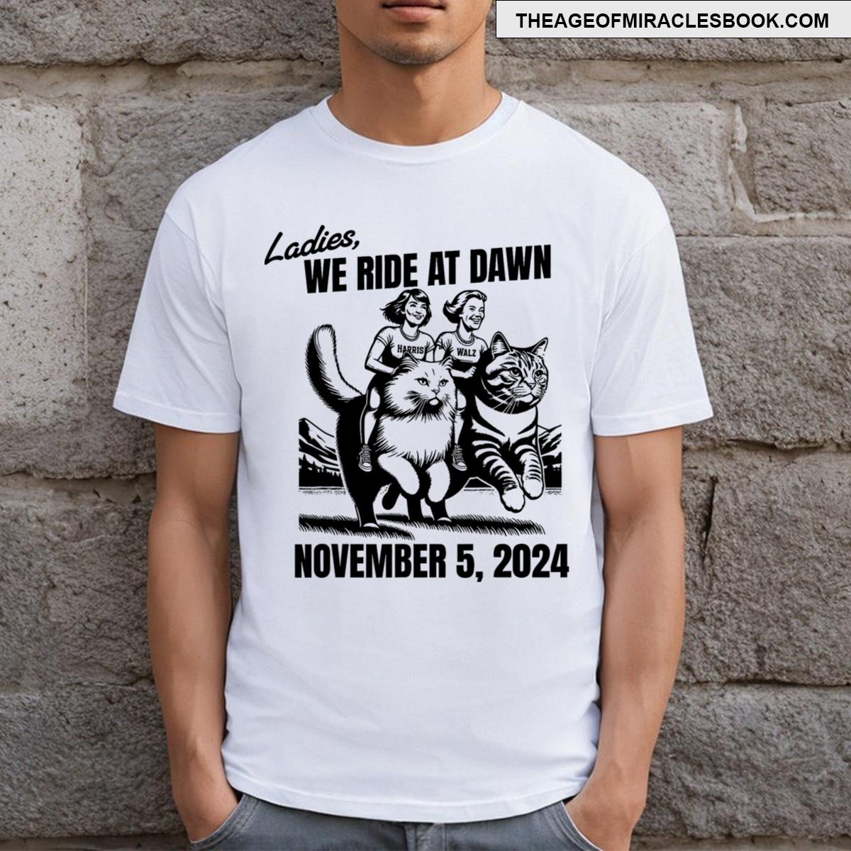 Ladies We Ride At Dawn November 5 2024 Cat Lady Election T-shirt