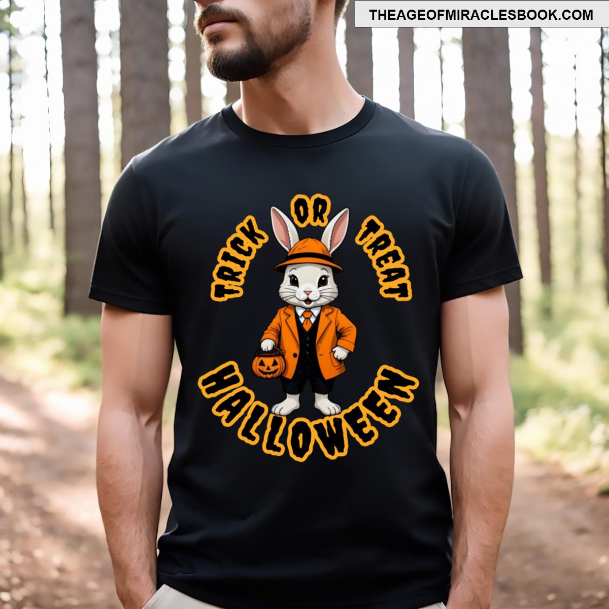 Treat Or Trick Rabbit In Happy Halloween T-shirt
