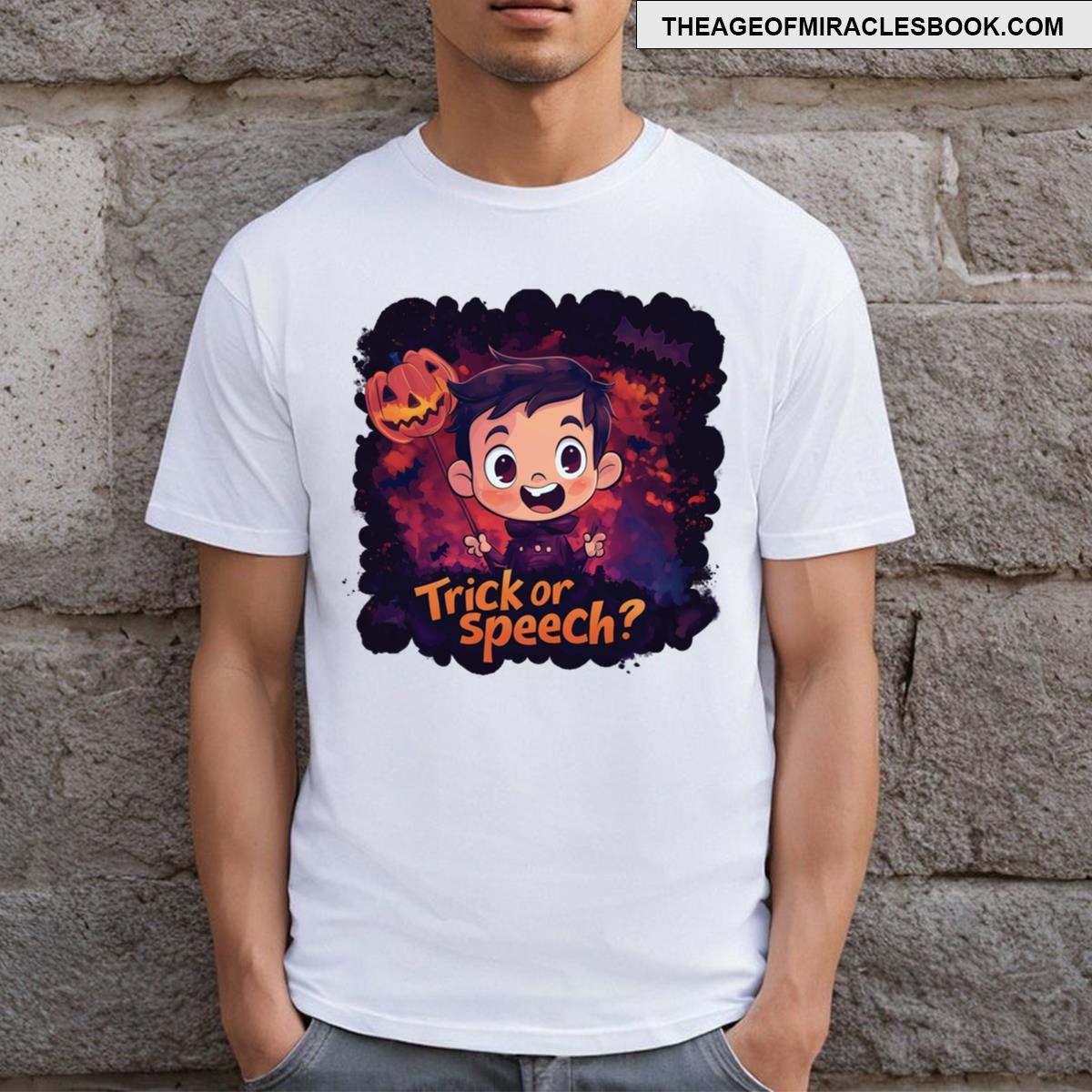 Trick Or Speech Cute Halloween Speech Themed Design T-shirt