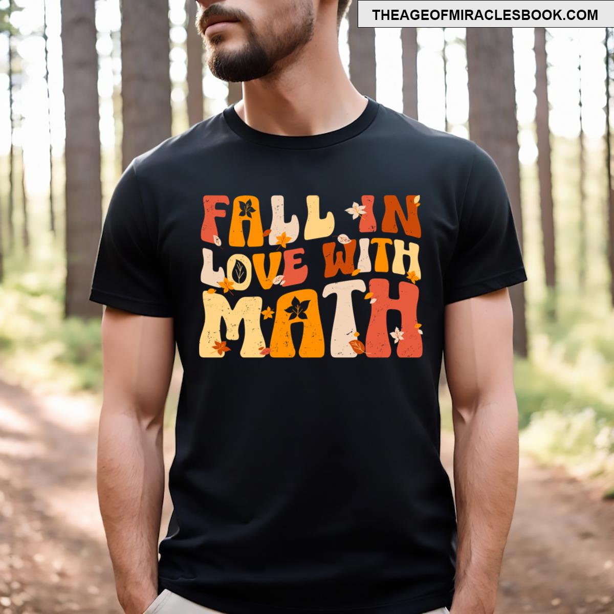 Groovy Fall In Love With Math Thanksgiving Math Teacher Fall T-shirt