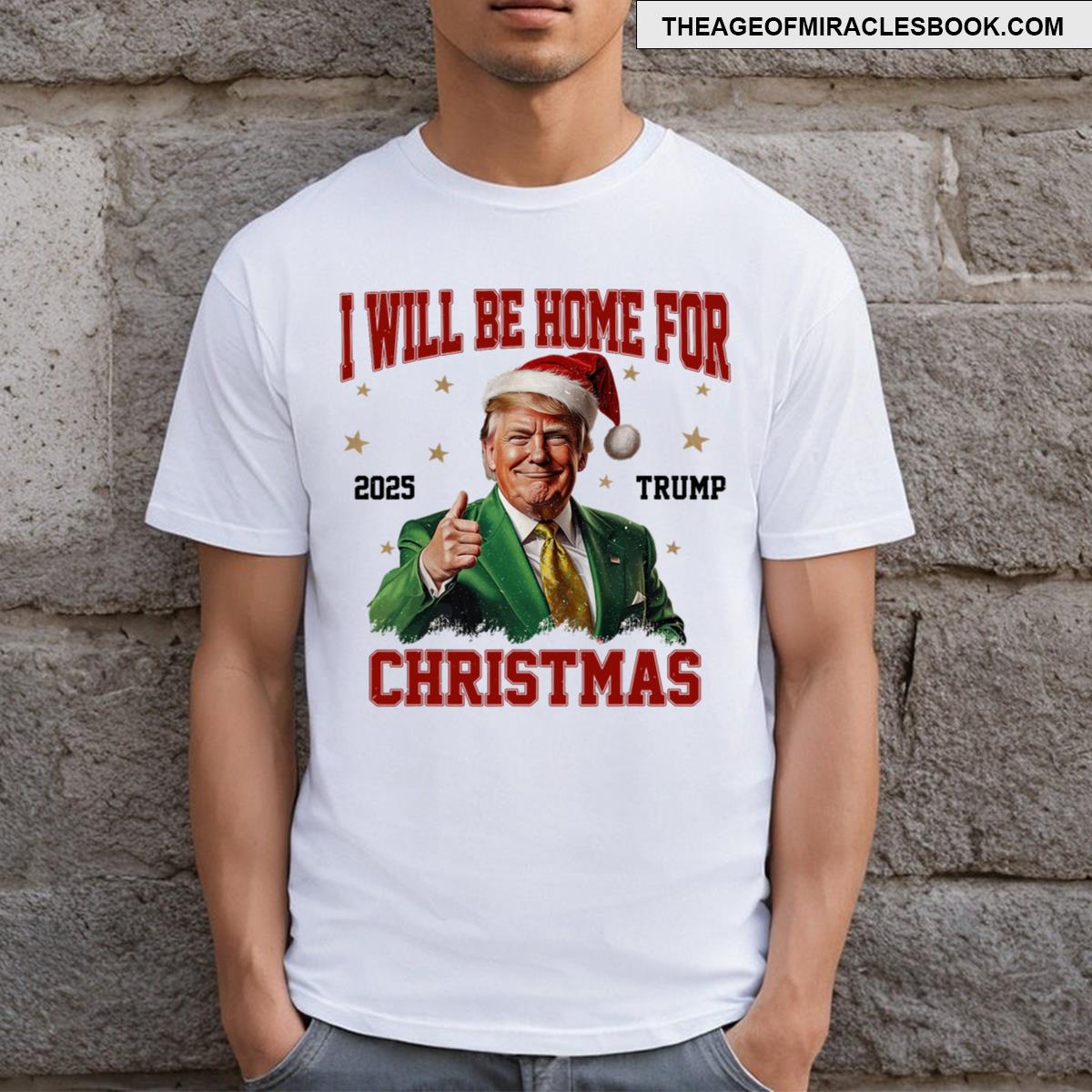 Trump 2024 I Will Be Home For Christmas Funny Santa Trump T-shirt