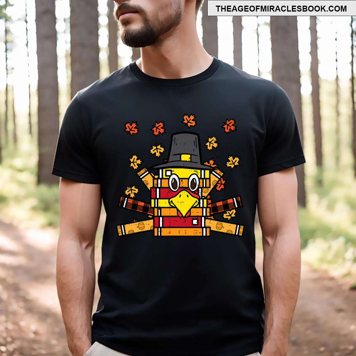 Books Turkey Funny Read Thanksgiving Teacher Fall Men T-shirt