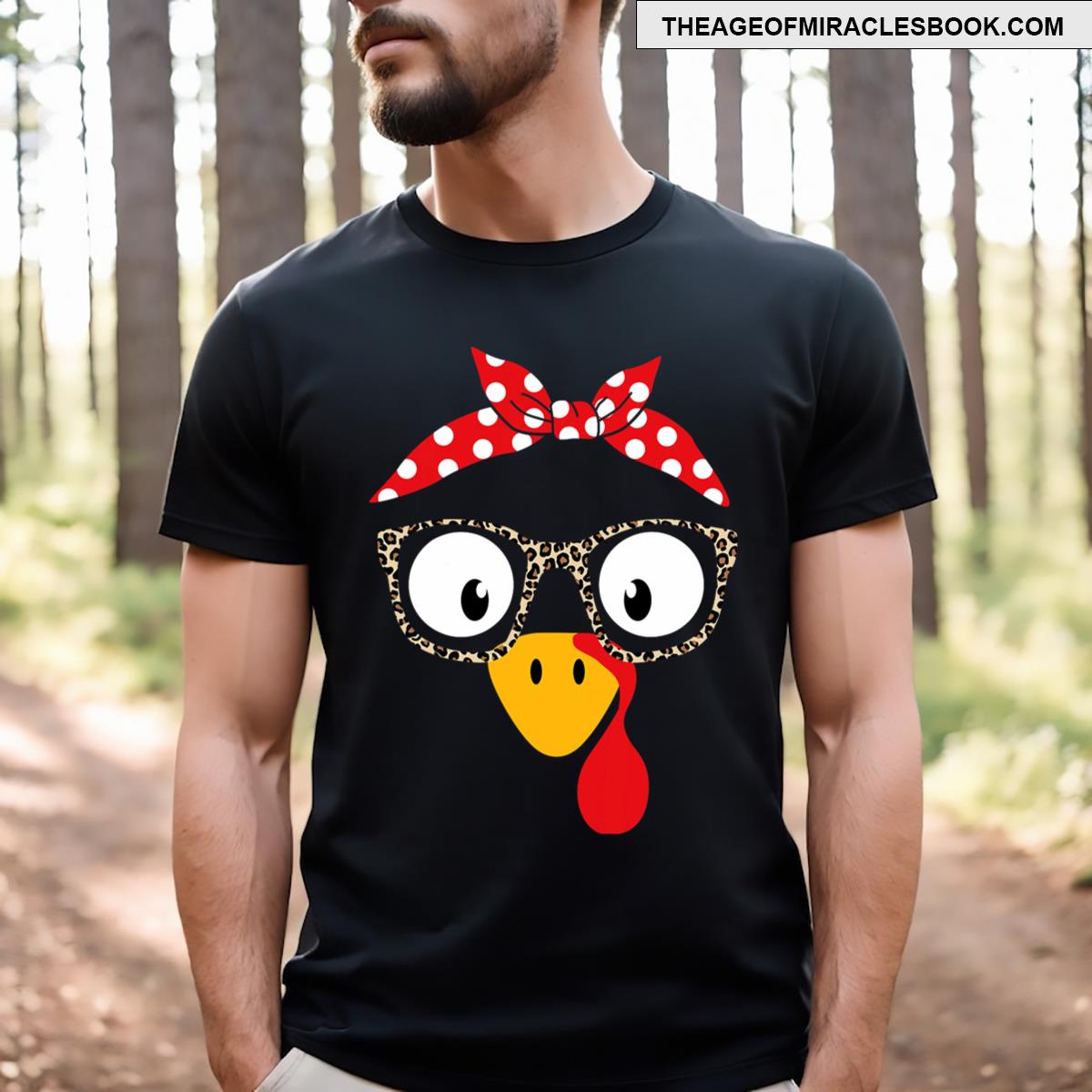 Turkey Woman Or Girl With Leopard Glasses For Thanksgiving T-shirt