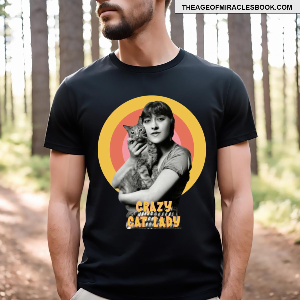 Crazy Fun Retro Cat Lady T-shirt