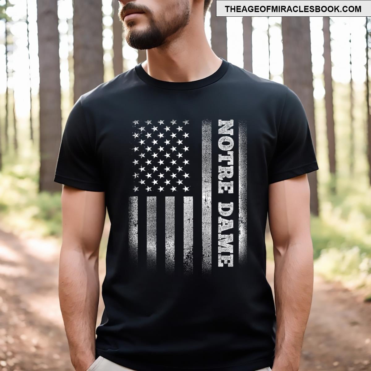 Notre Dame Usa Flag Patriotic T-shirt