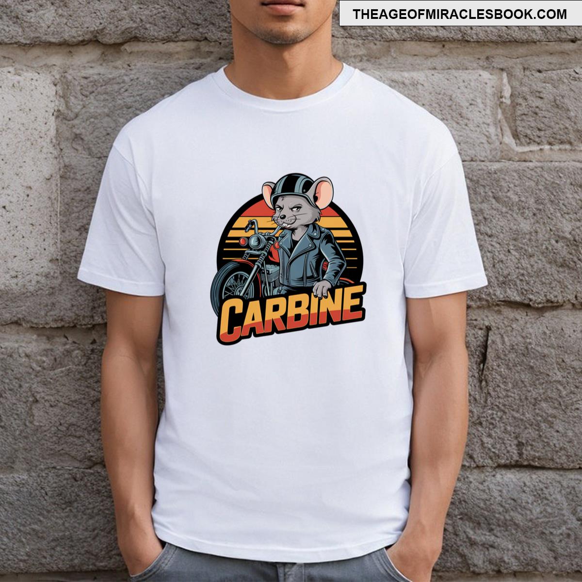 Stylized Biker Mouse Character On Motorcycle Art T-shirt