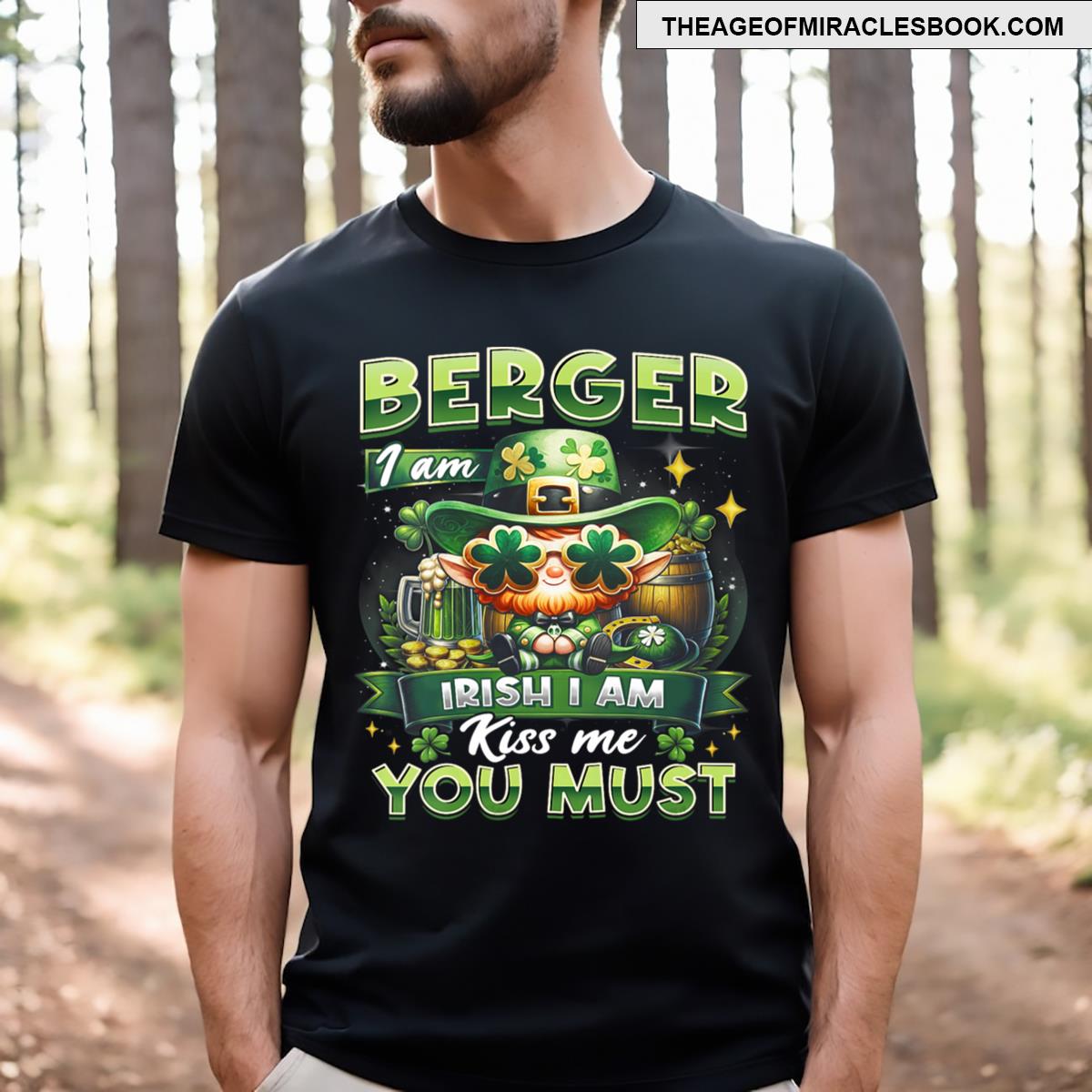 Womens Berger I Am Irish I Am Kiss Me You Must St Patrick Day V Neck T-shirt