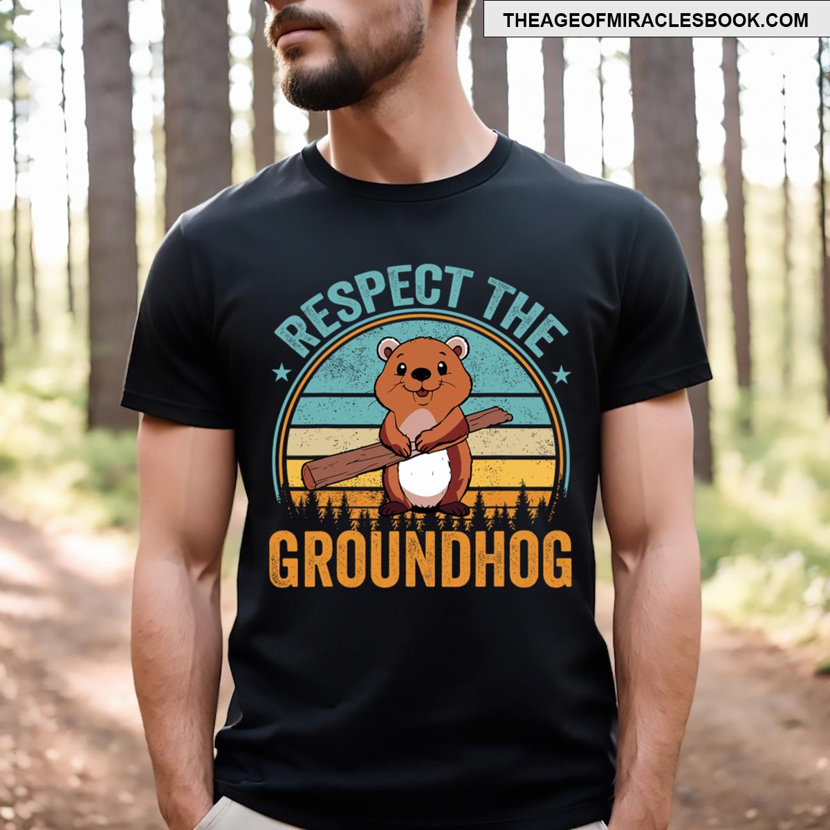 Respect The Groundhog Flag Usa Woodchuck Ground Hog Day T-shirt