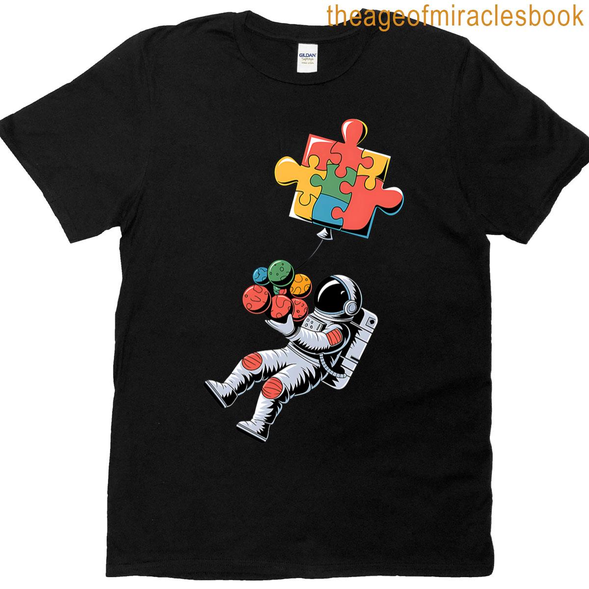 Astronaut Balloon Autism Awareness Space T-shirt