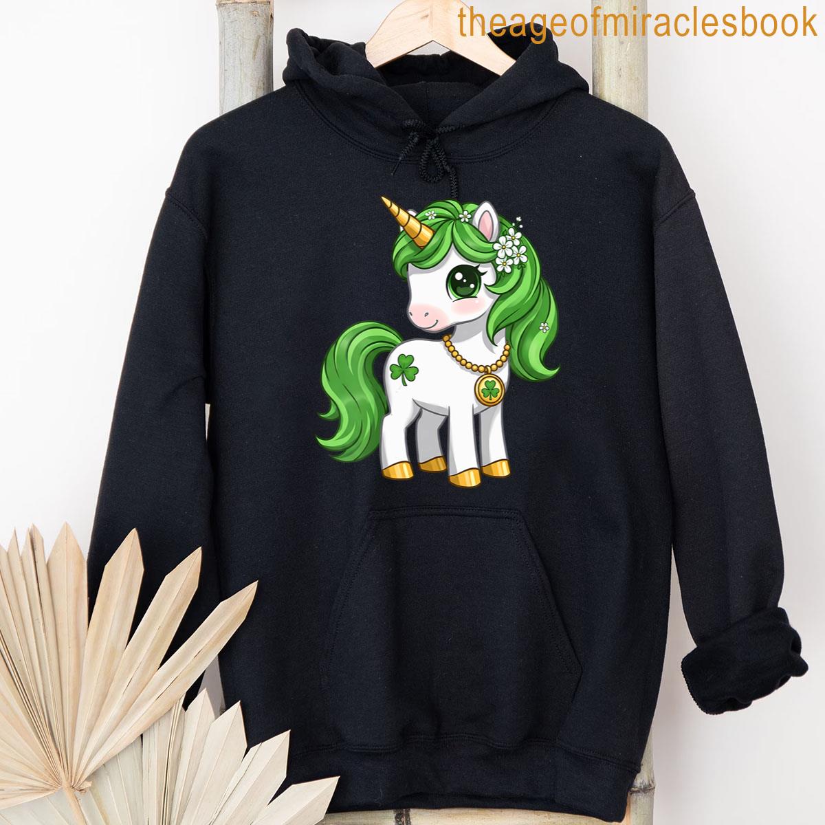 Alternative view of Womens Cute Unicorn St Patricks Day Shamrock Sweet Girls Kids V Neck T-shirt