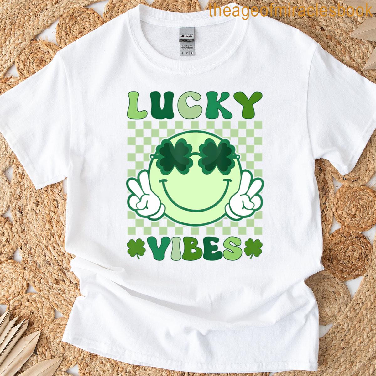 St Patricks Days For Men Kids Lucky Vibes Groovy T-shirt