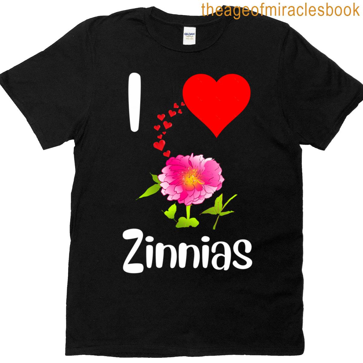 Zinnia Flower Lovers Hearts Beautiful Flower Watercolor Petals Blooming T-shirt