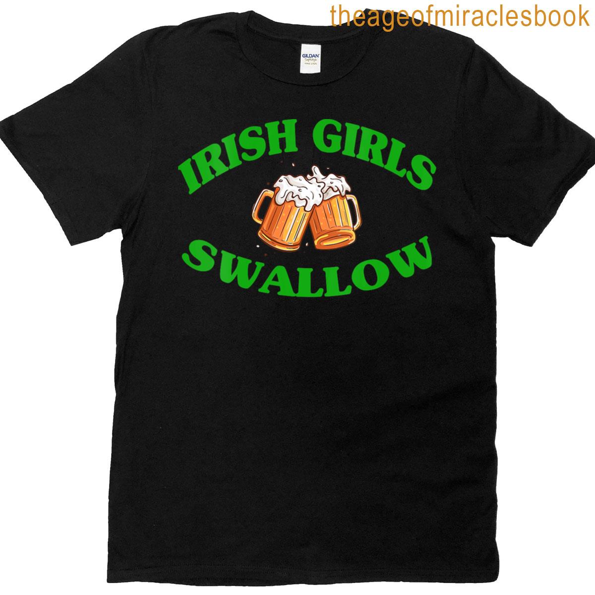 Womens Funny Irish Girls Swallow Party Beer Drinking Saint Patricks V Neck T-shirt