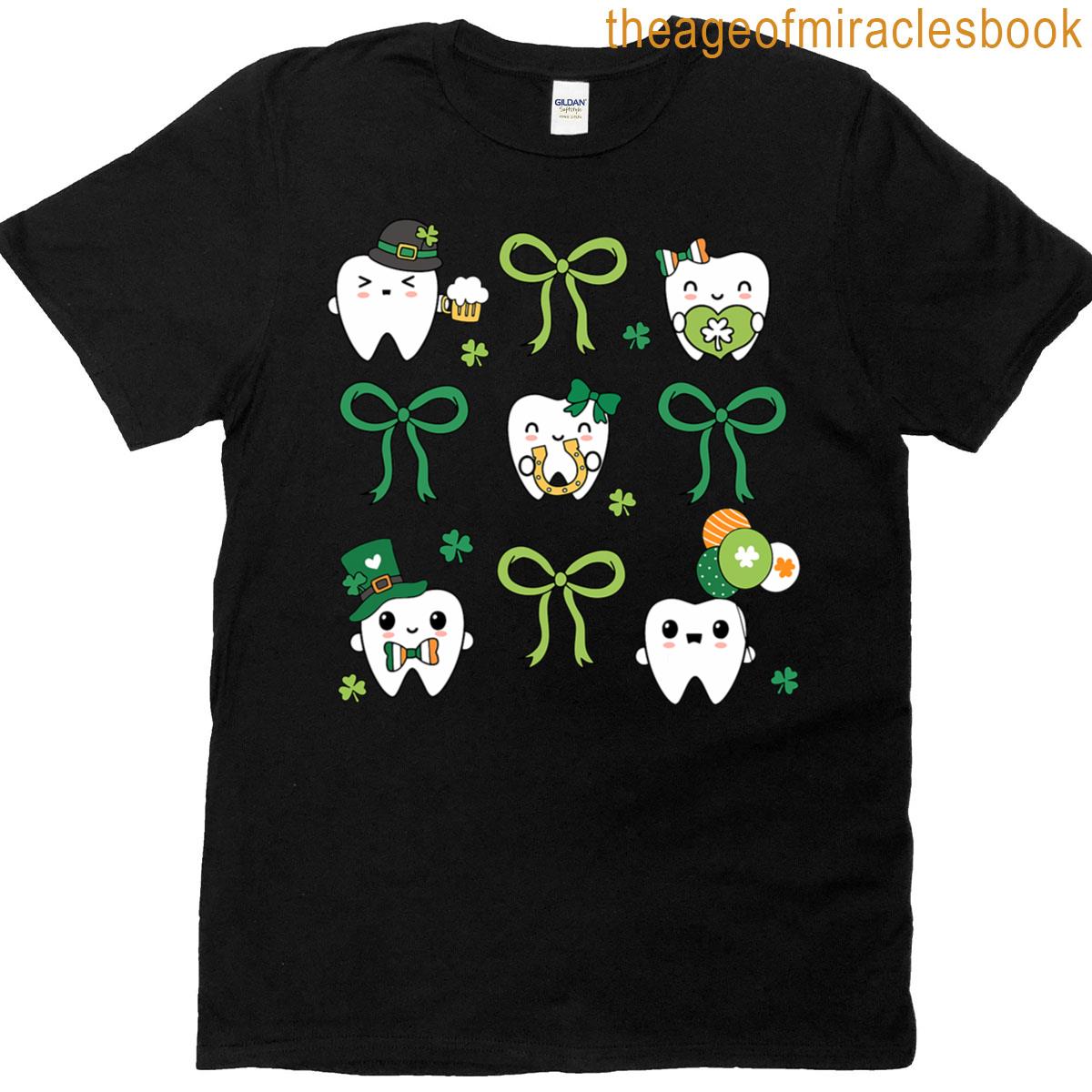 Coquette Bow Dental Squad St Patrick’s Day Dental Hygienist T-shirt