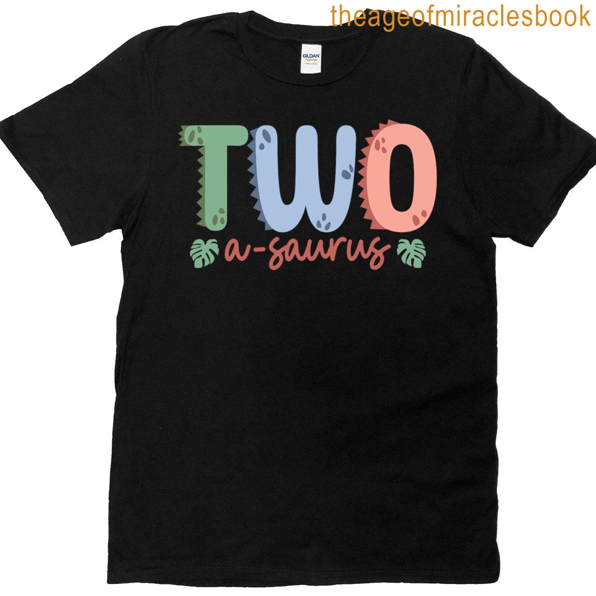 2 Years Old Two Saurus Dinosaur Family 2nd Birthday Matching T-shirt