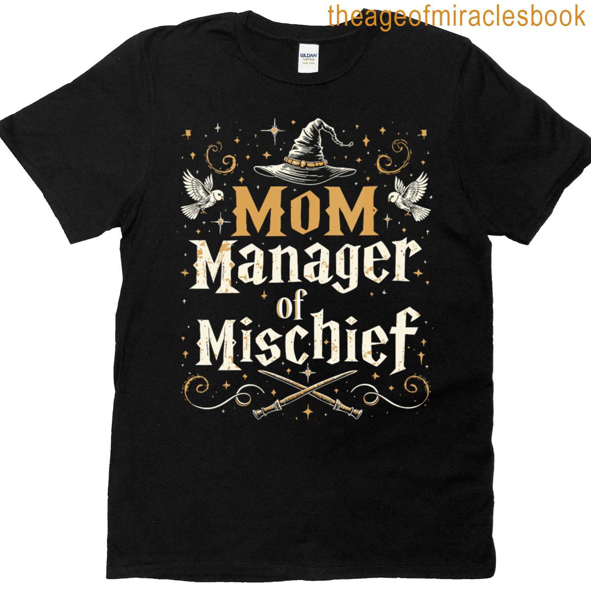 Womens Mothers Day Mom Manager Funny Witch Wizard Hat V-neck T-shirt
