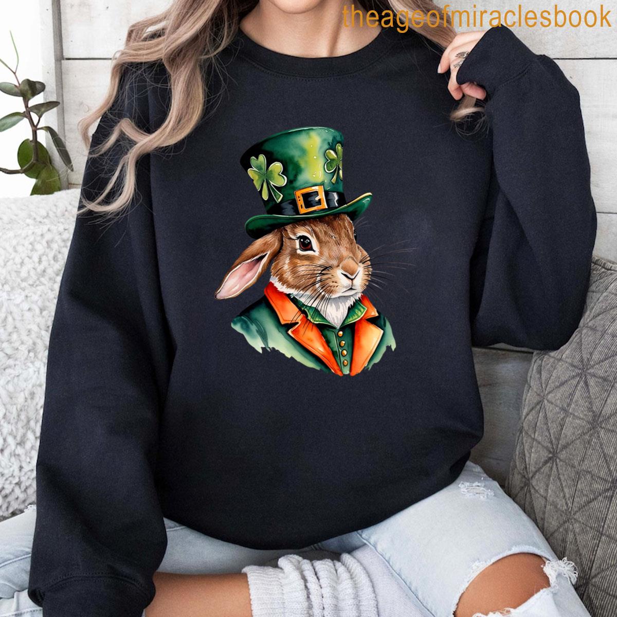Rabbit St Patricks Day Leprechaun Hat Men Kids Family T-shirt