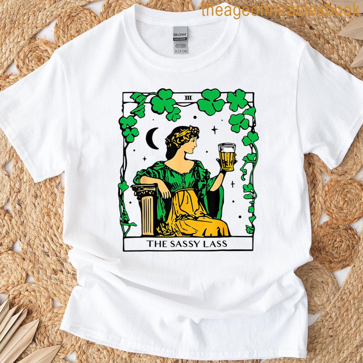 Womens Girls St Patricks Day The Sassy Lass Tarot Card T-shirt