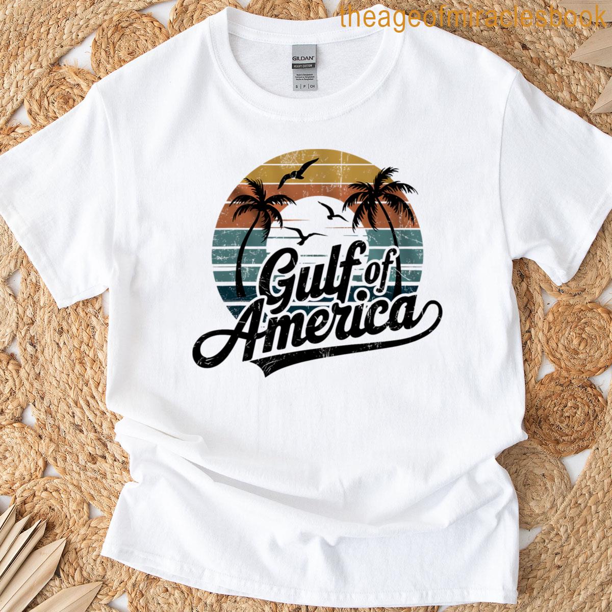 Retro Gulf Of Usa America 2025 American Flag Gulf Mexico T-shirt