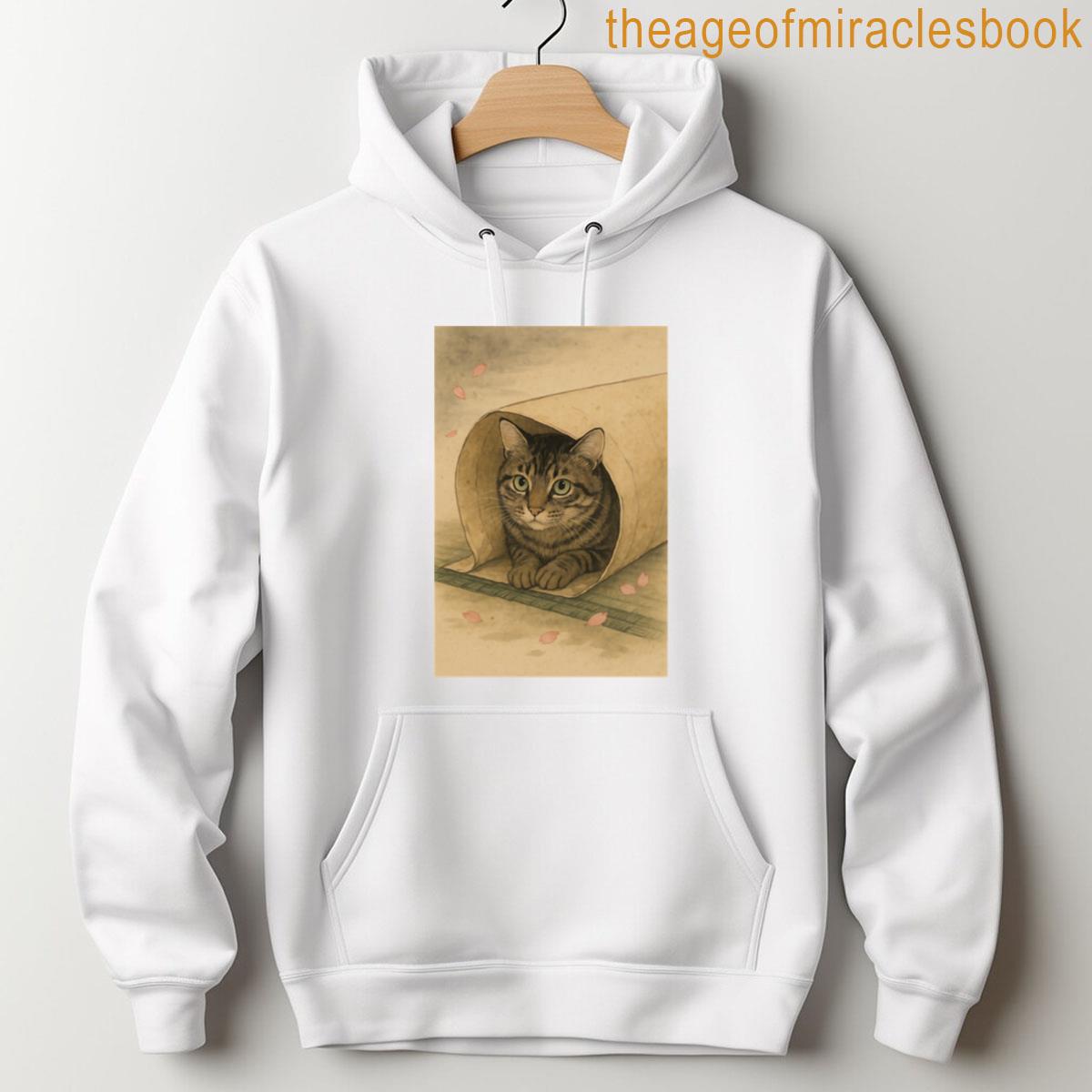 Alternative view of Zen Peekaboo Tabby Japanese Watercolor Cat Print Limitededition Cozy Gift T-shirt