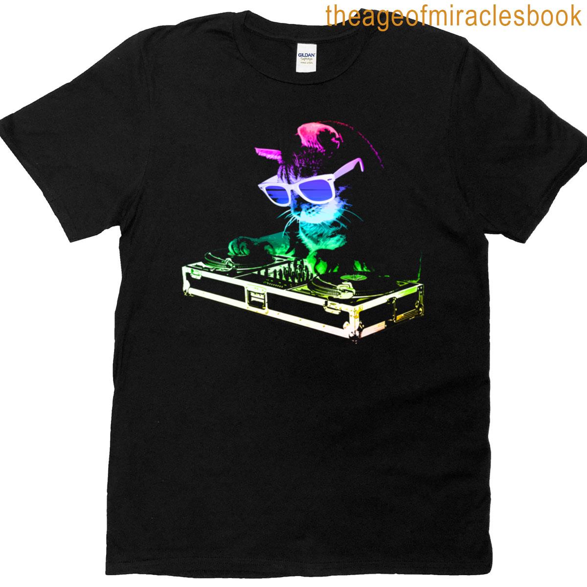 House Cat Rainbow Dj Kitty T-shirt