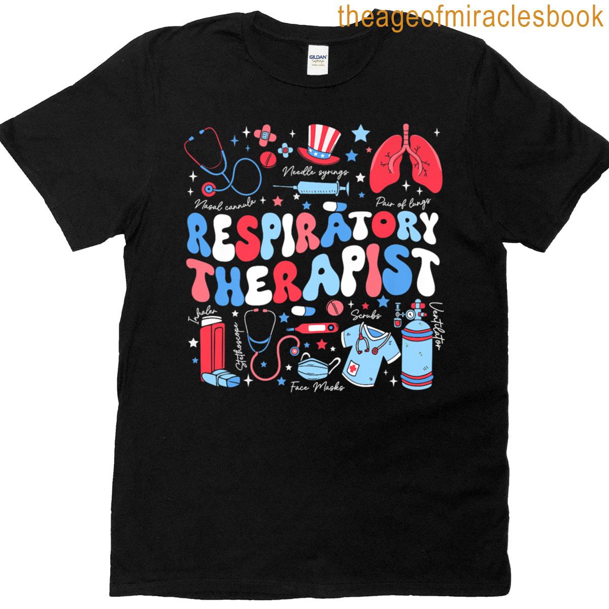 Respiratory Therapist American Flag 4th Of July Lung Nurse Premium T-shirt