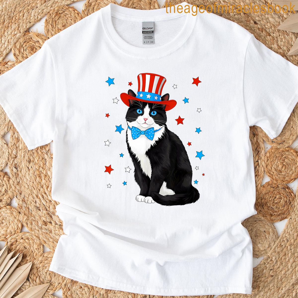 4th Of July Cat America Women Men Kids Funny Patriotic T-shirt