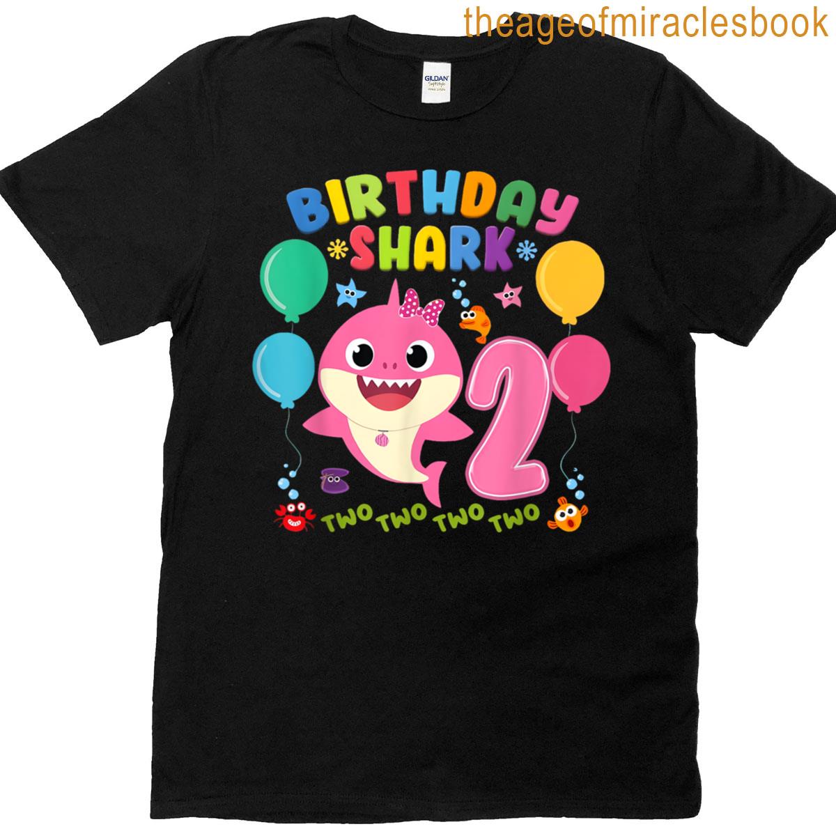 2 Year Old Birthday Shark 2nd Toddlers Birthday Girl T-shirt