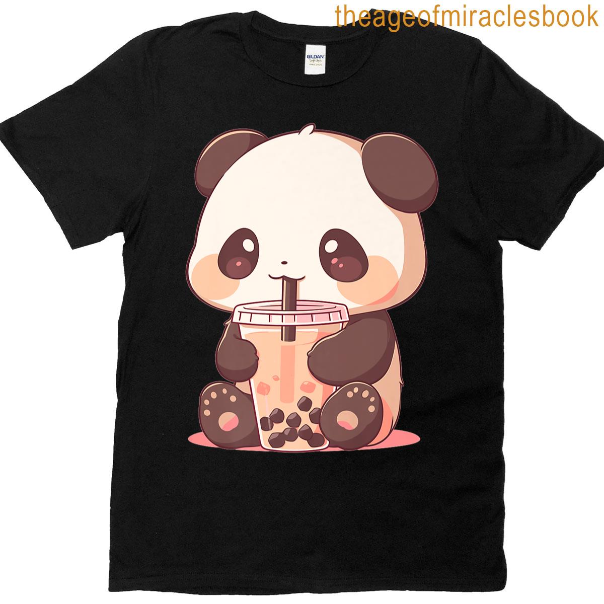 Panda Drinks Bubble Tea Pandas Anime Lover Boba And Pandas Premium T-shirt
