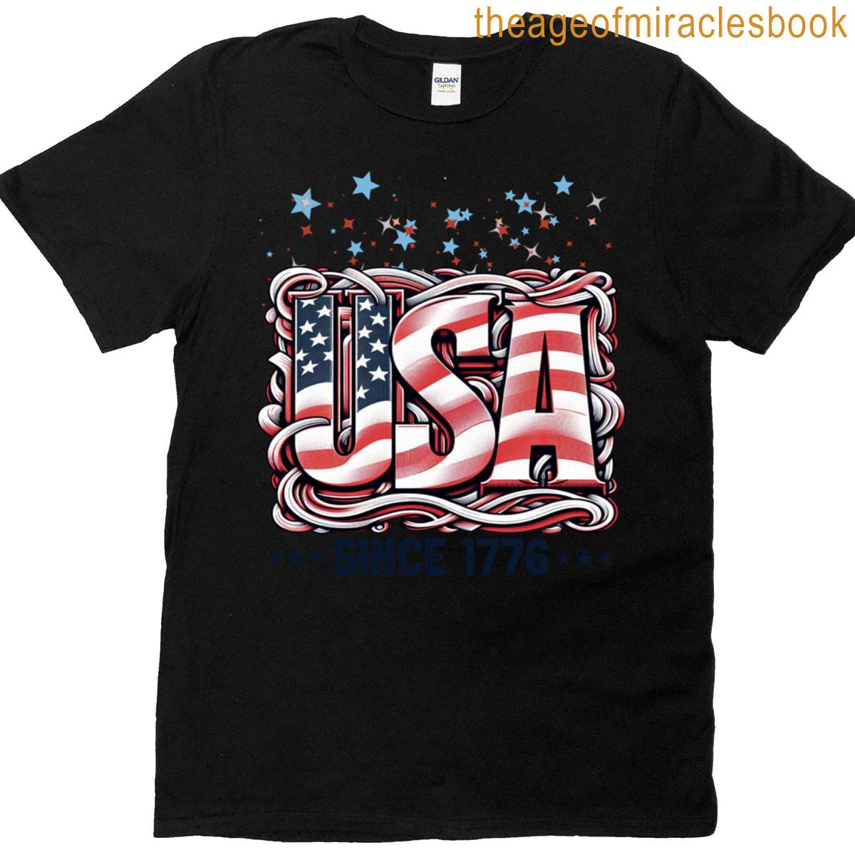 Usa Since 1776 Bold Patriotic Text Design In American Flag Colors Oversized T-shirt