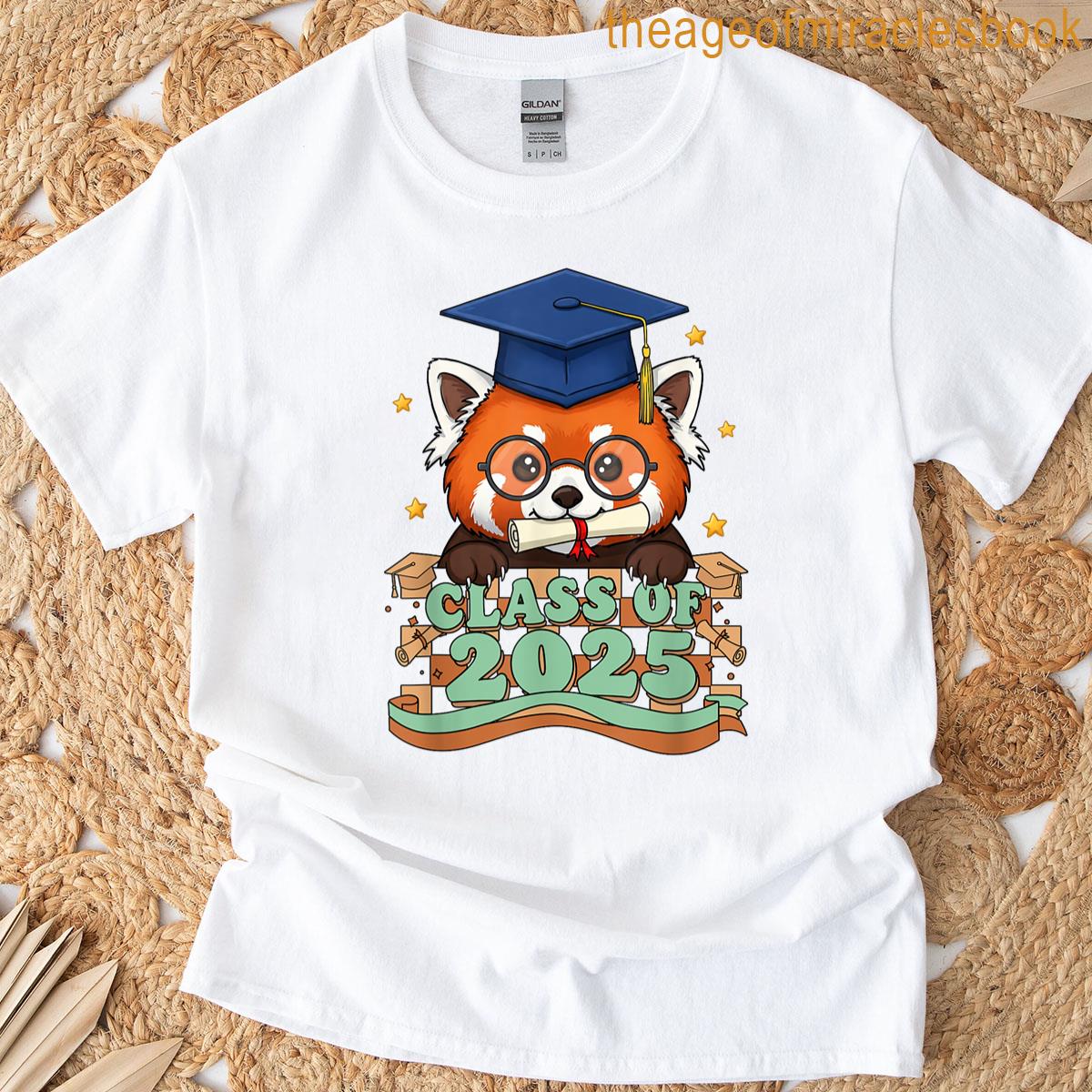 Graduate Red Panda Class Of 2025 Kids Mens Womens Graduation T-shirt