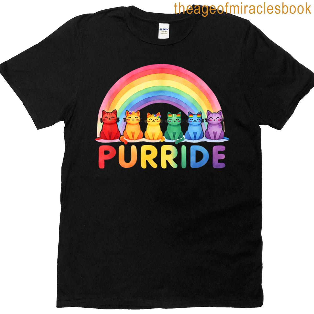 Purride Lgbtq Cats Rainbow Gay Pride T-shirt