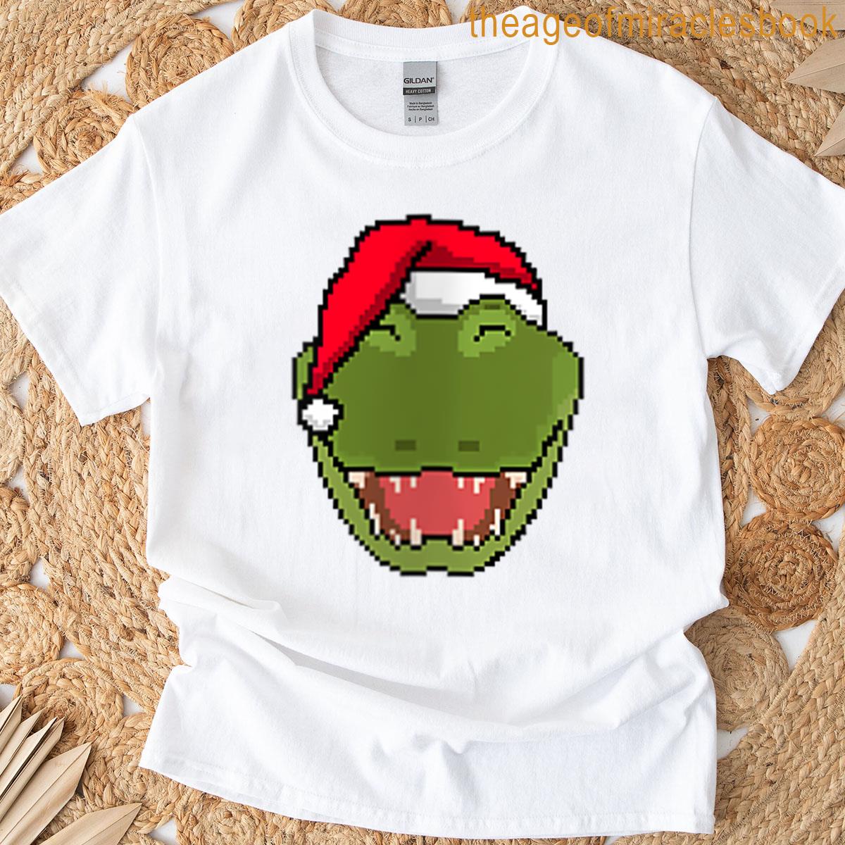 Womens Crocodile Pixelated Christmas – Funny Crocodile Xmas T-shirt