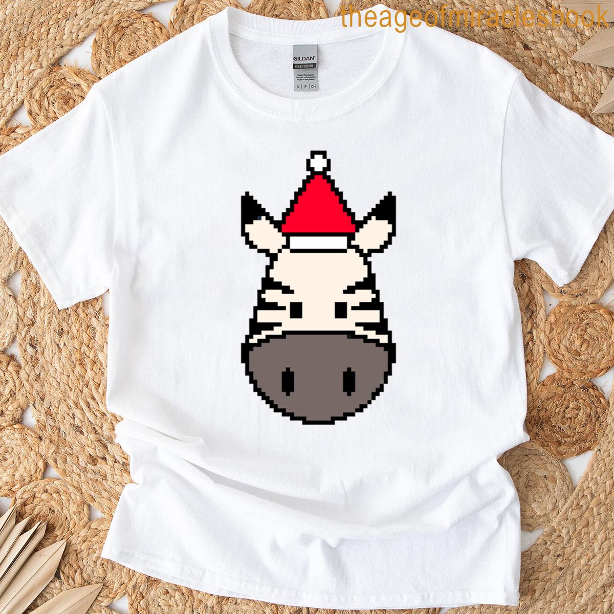 Zebra Pixelated Christmas – Funny Zebra Xmas T-shirt