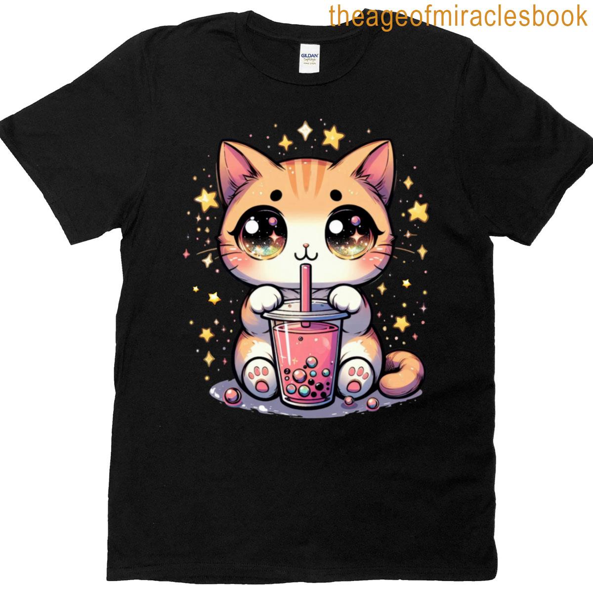 Anime Cat Bubble Tea T-shirt