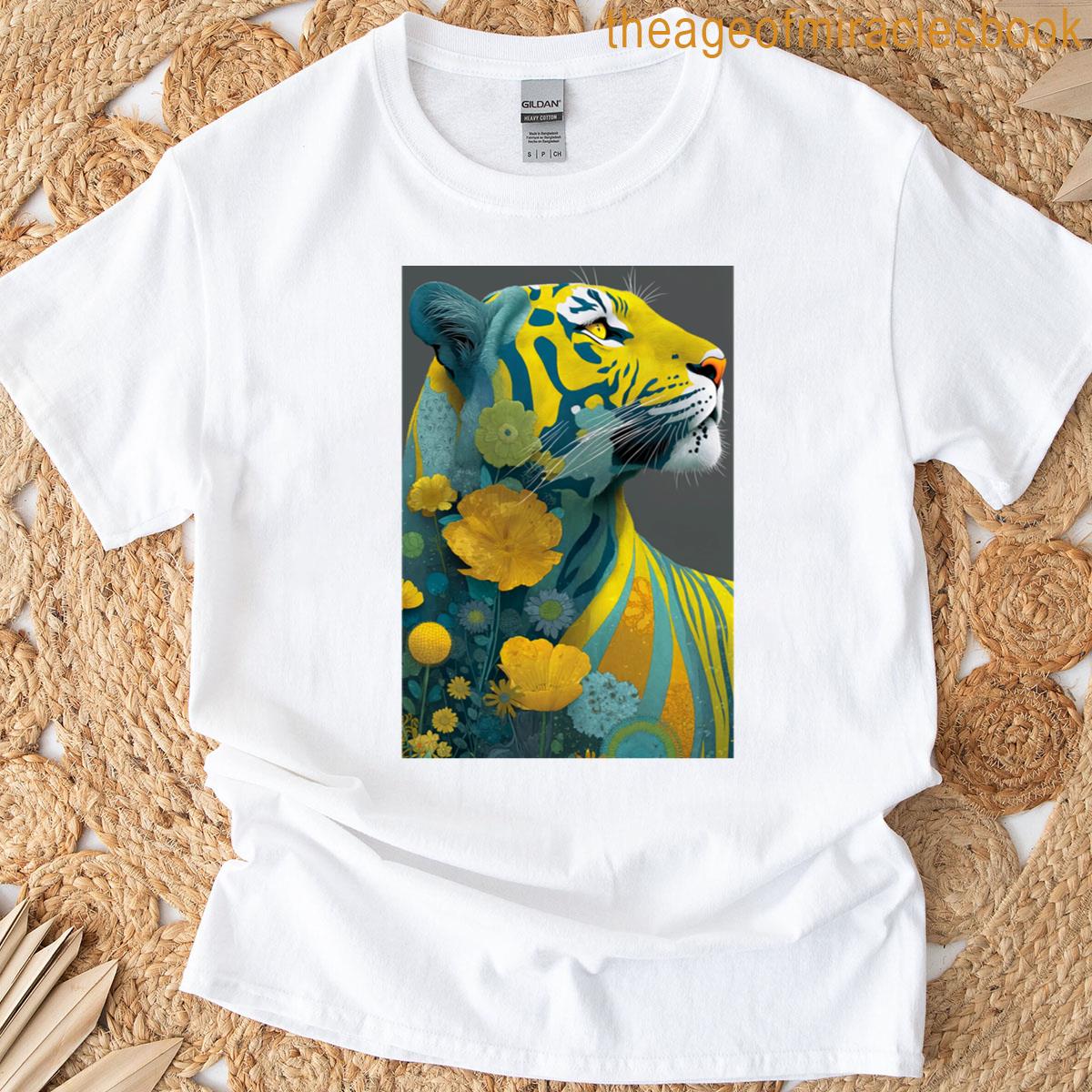 Floral Tiger In Retro Bloom T-shirt