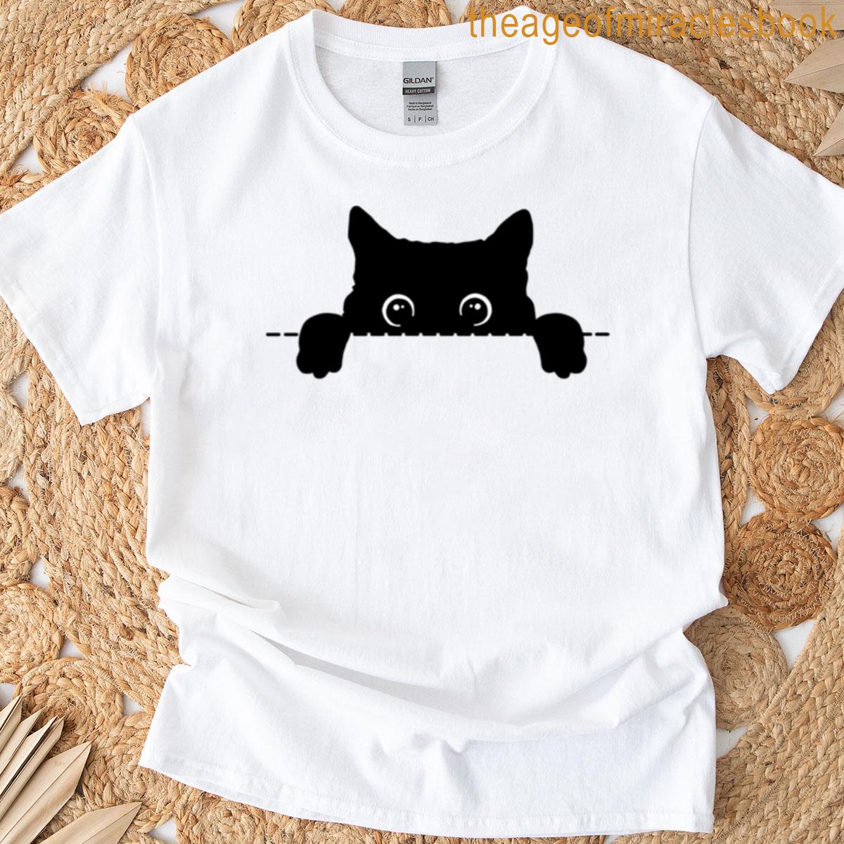Peeking Black Cat Premium T-shirt