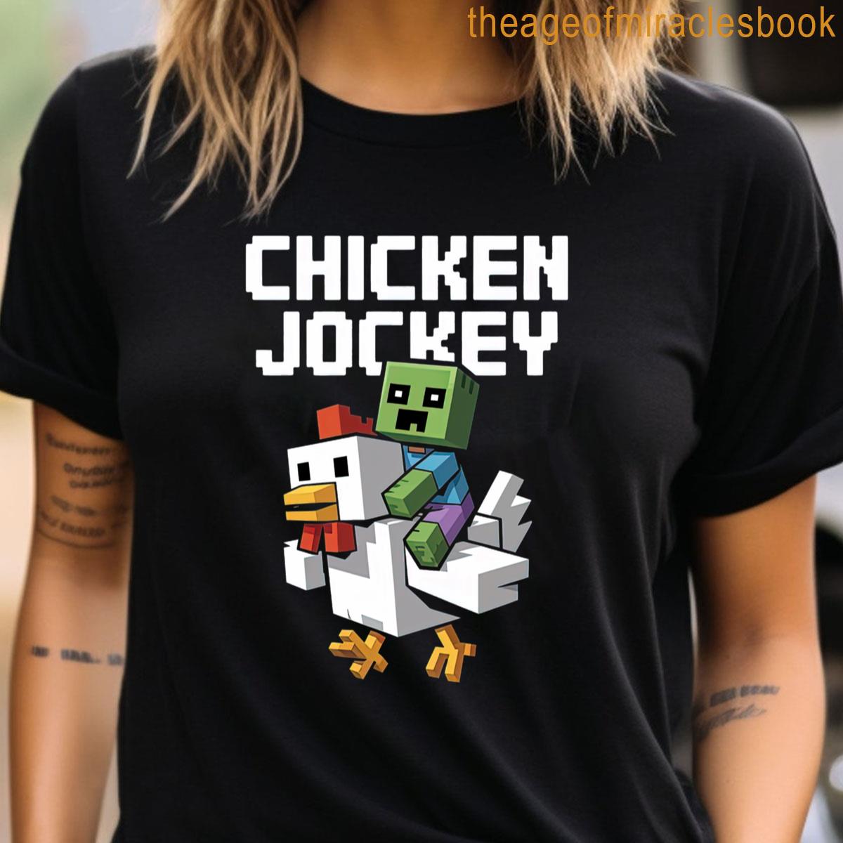 Chicken Jockey Pixel Art Zombie Gamer T-shirt